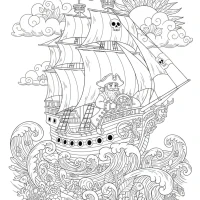 pirate ship sailing on rough seas