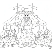 Cheerful clown entertaining children at circus