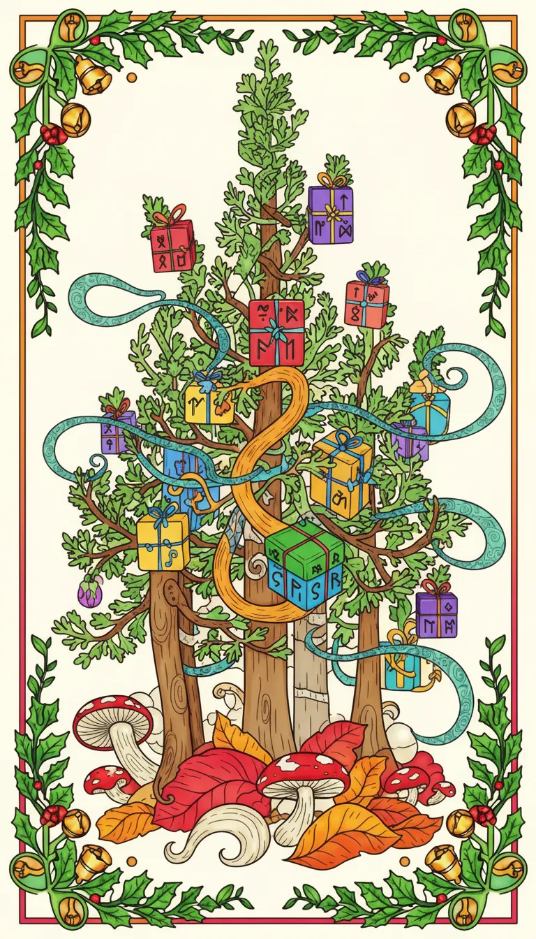 enchanted Christmas forest with whispering firs coloring page to print