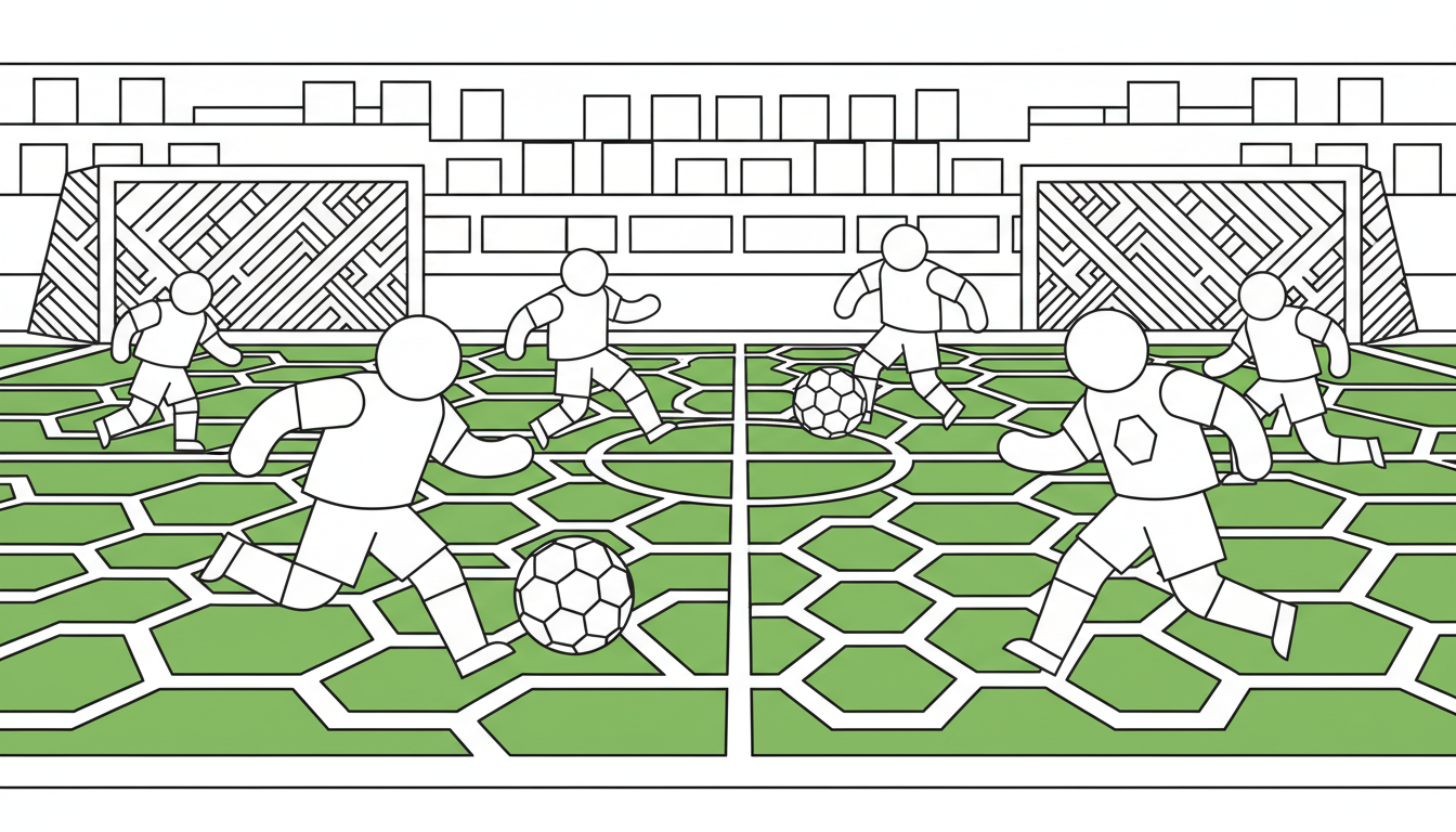 soccer game scene with players in action coloring page to print