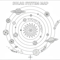 detailed solar system map with planets