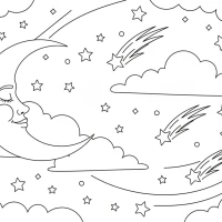 Dreamy night sky with stars and moon