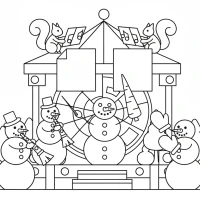 silly snowman orchestra in park