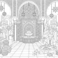 Christmas Moroccan souk with star lamps and stalls