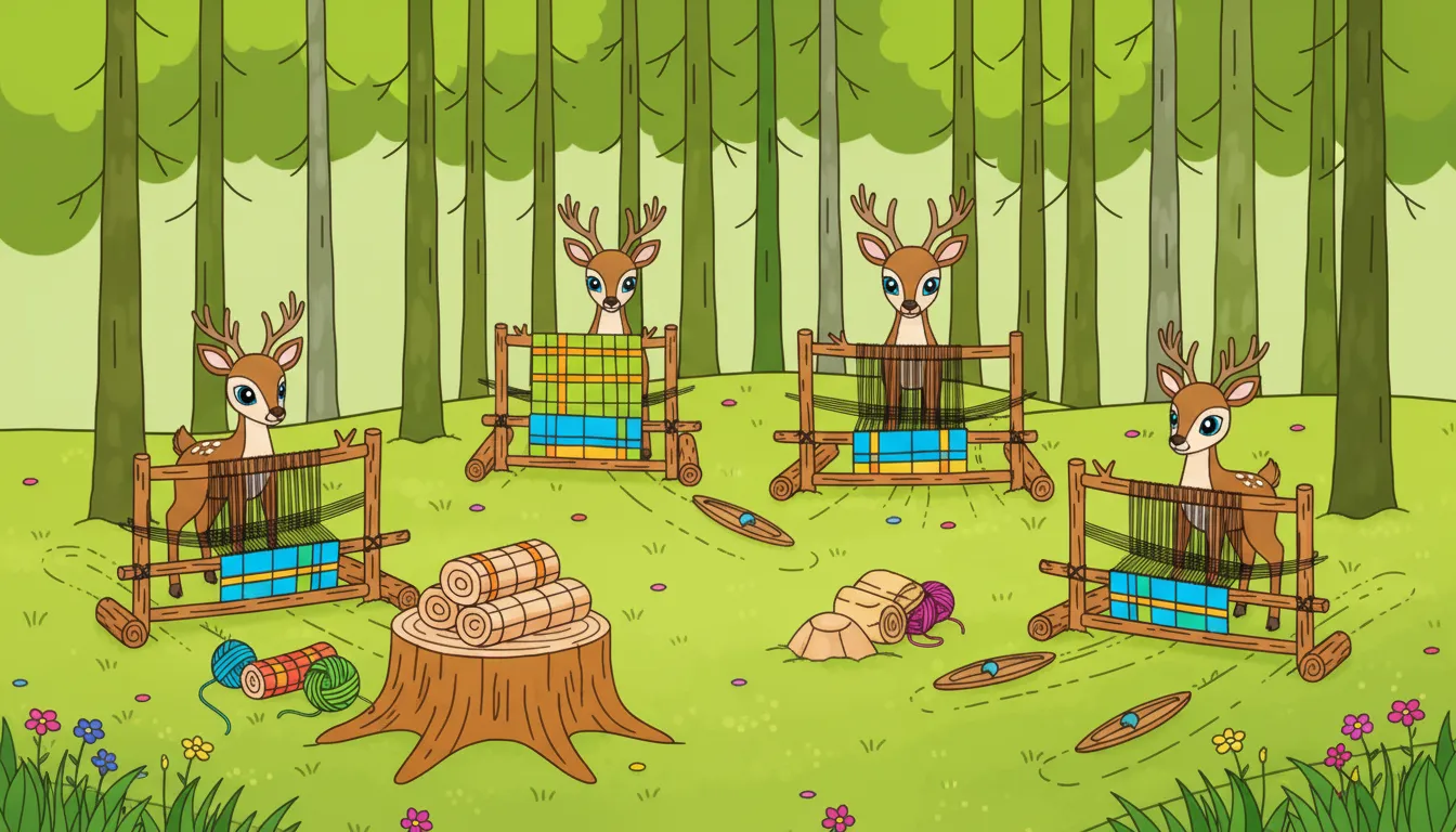 Christmas forest with deer and snow scenes coloring page to print