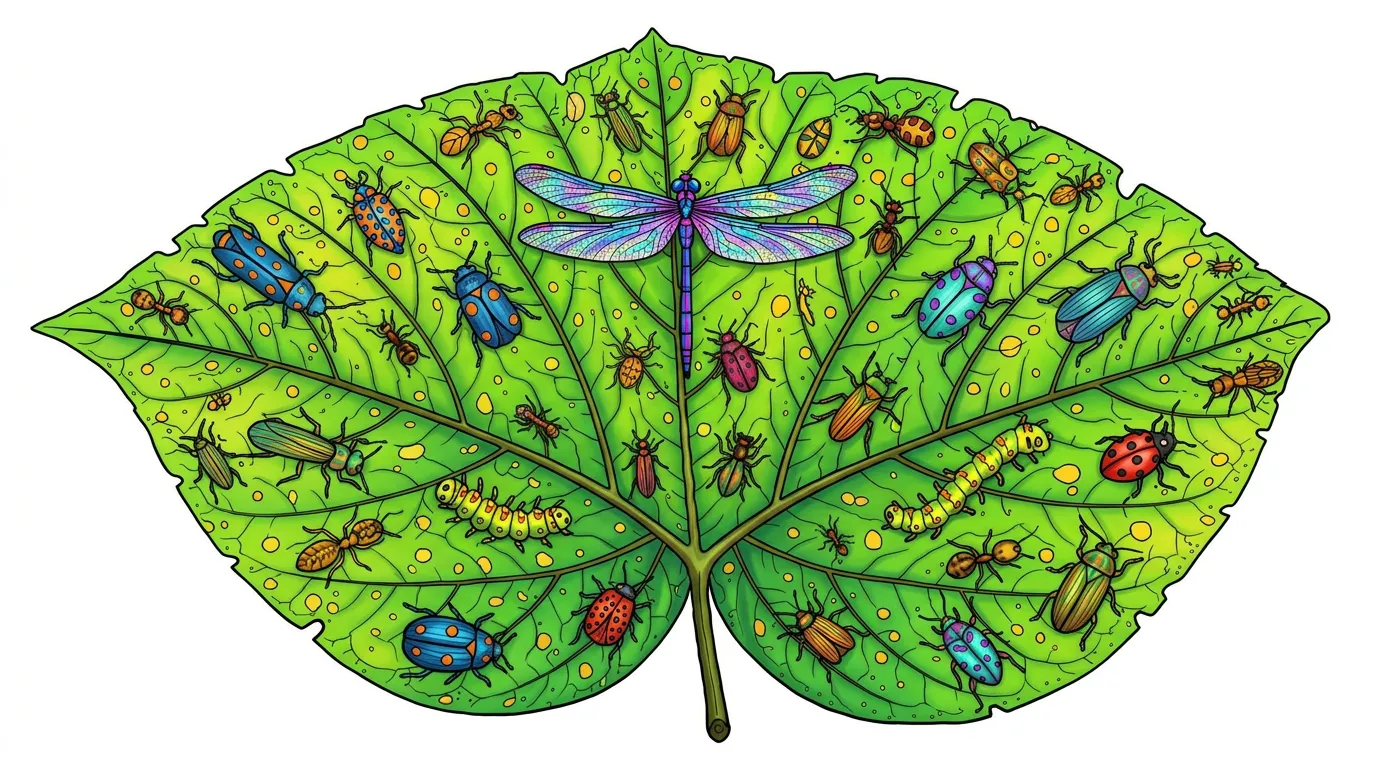 tiny insects crawling on a leaf coloring page to print
