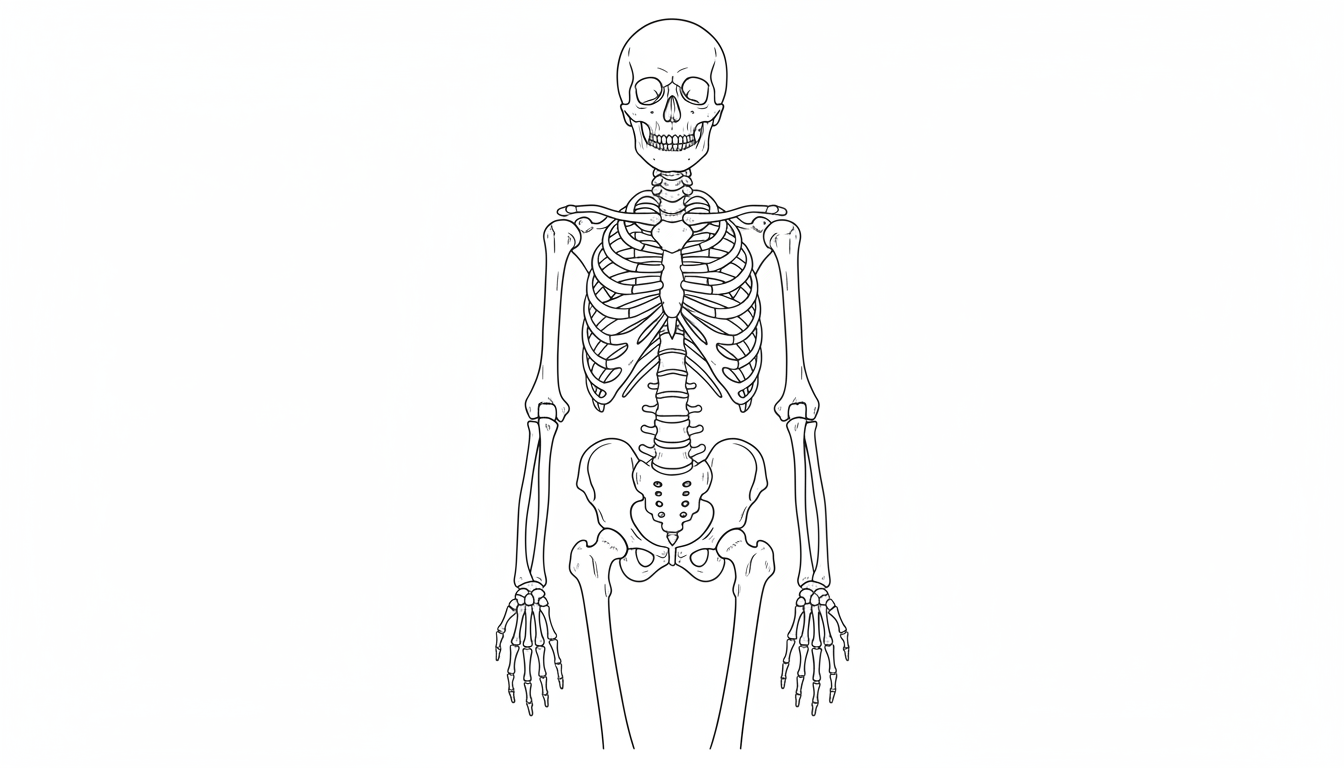 human skeleton with bones and joints coloring page to print