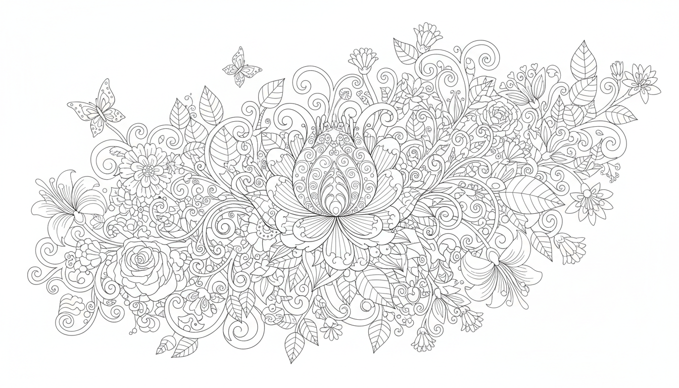 flower blooming in garden coloring page to print
