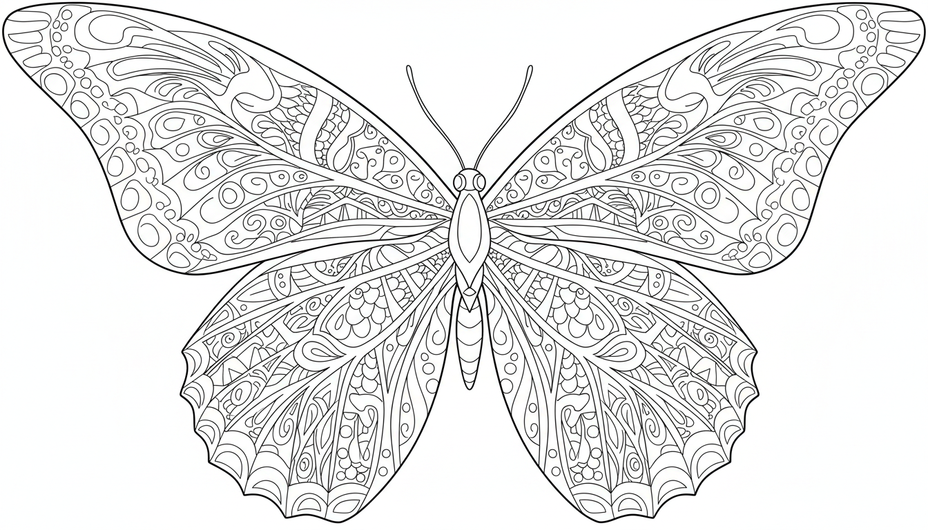 butterfly wing patterns and textures coloring page to print