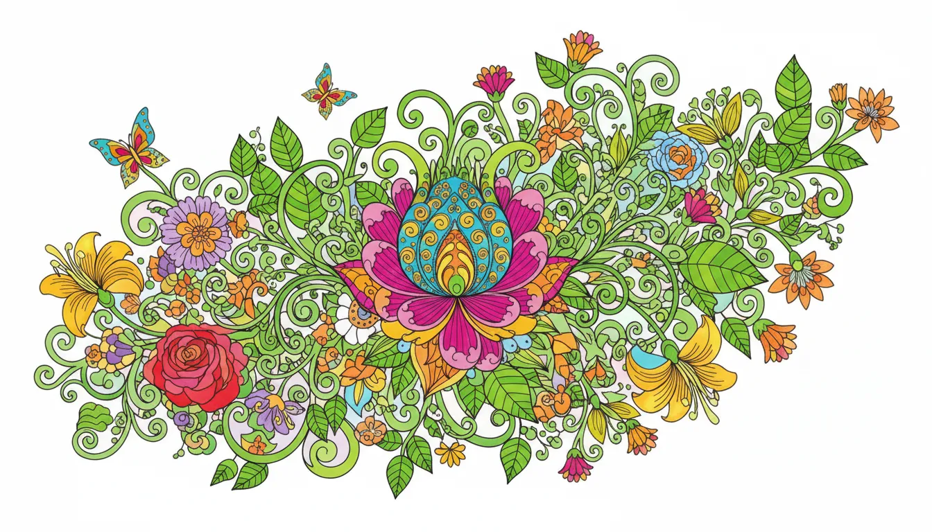 flower blooming in garden coloring page to print