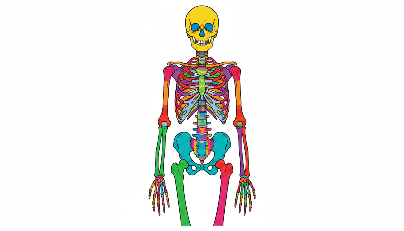 human skeleton with bones and joints coloring page to print