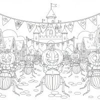 medieval village pumpkin helm joust with knight mice