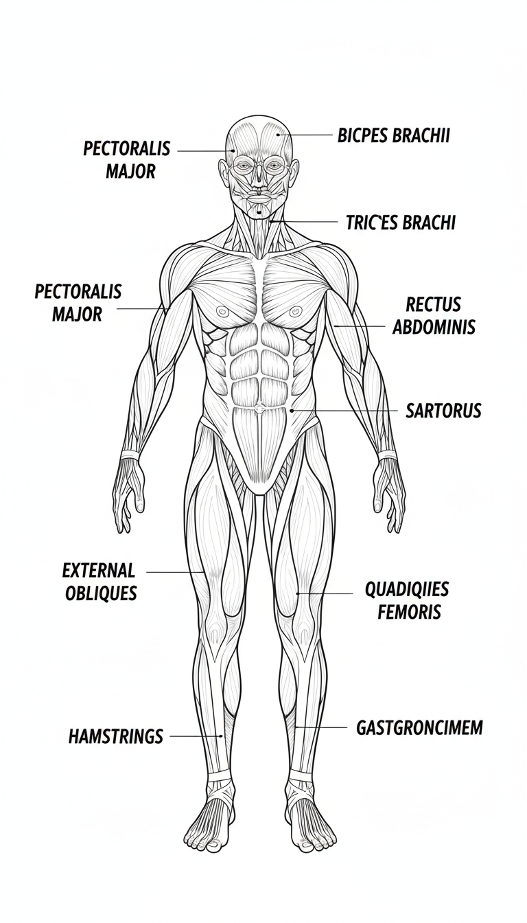 detailed diagram of the human muscular system coloring page to print