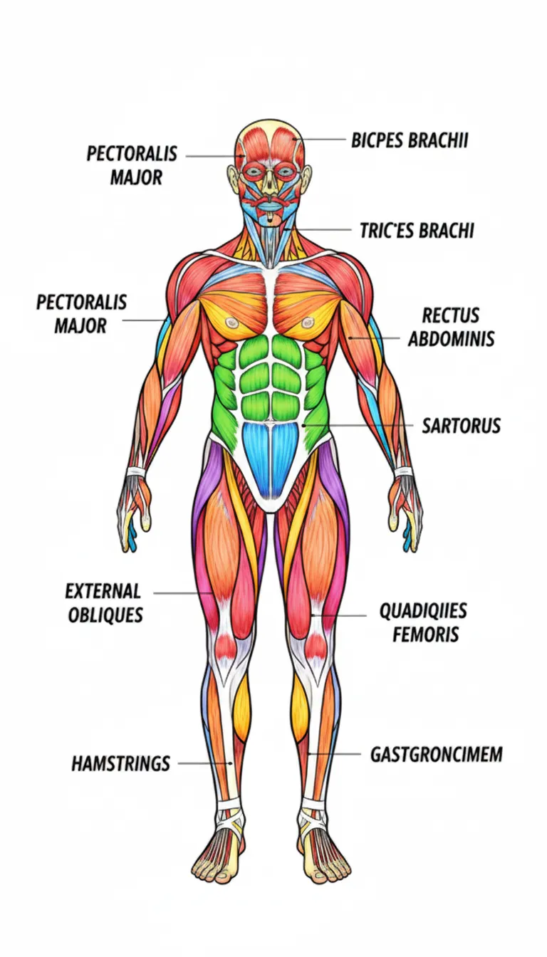 detailed diagram of the human muscular system coloring page to print