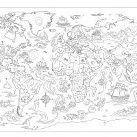 Detailed world map with continents and oceans