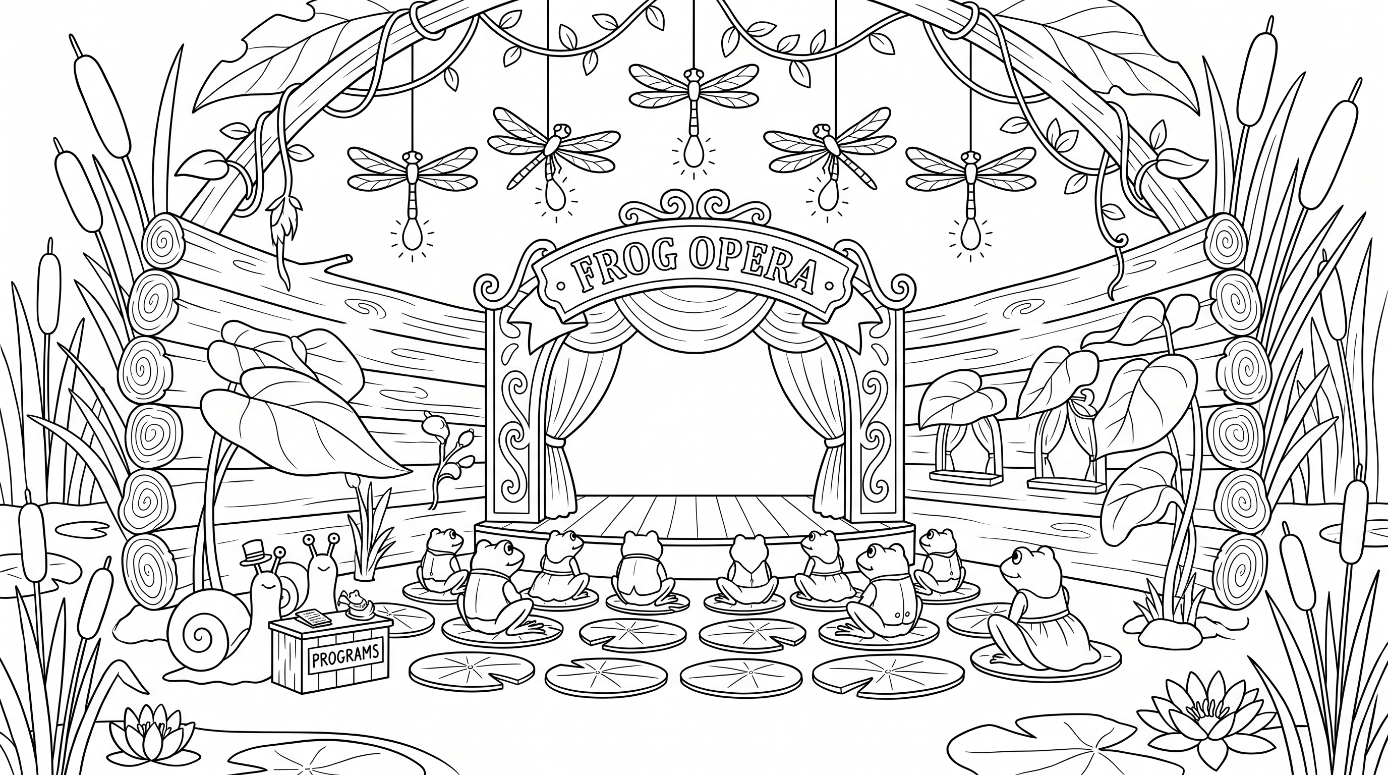 The Frog's Pond Theater coloring page to print