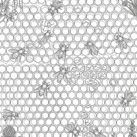 Honeycomb and tiny bees scene