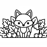 Cute fox among autumn leaves