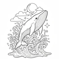 A large whale breaching out of the water with a big splash.
