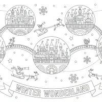 Dreamy Christmas snowflakes with sleighs and explorers