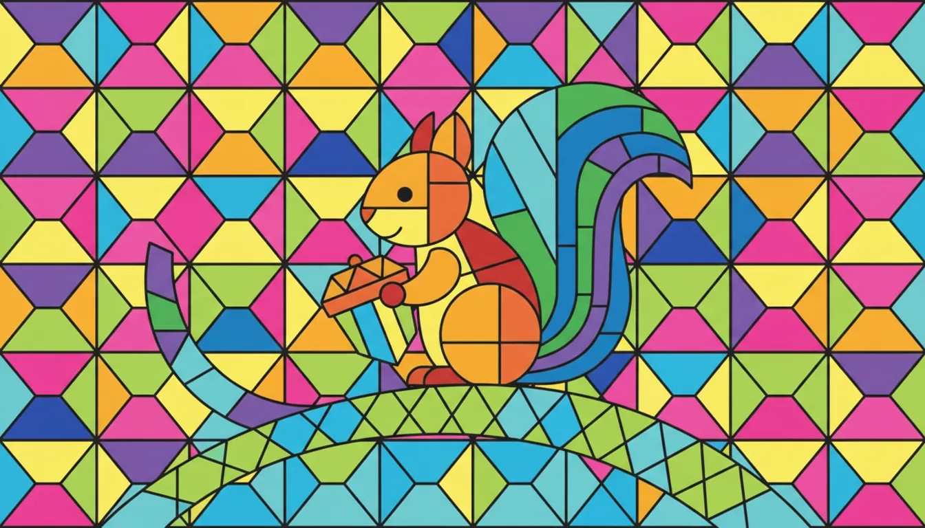 Cute squirrel with nut on a tree branch coloring page to print