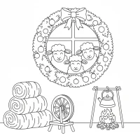 cozy shepherd’s hut Christmas scene