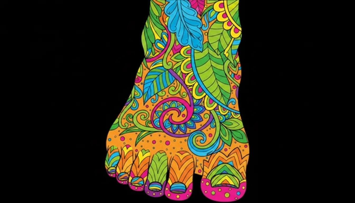 human foot with toes and arch coloring page to print