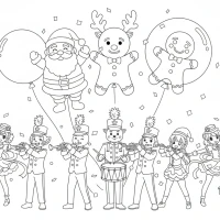 Holiday parade with marching bands and balloons