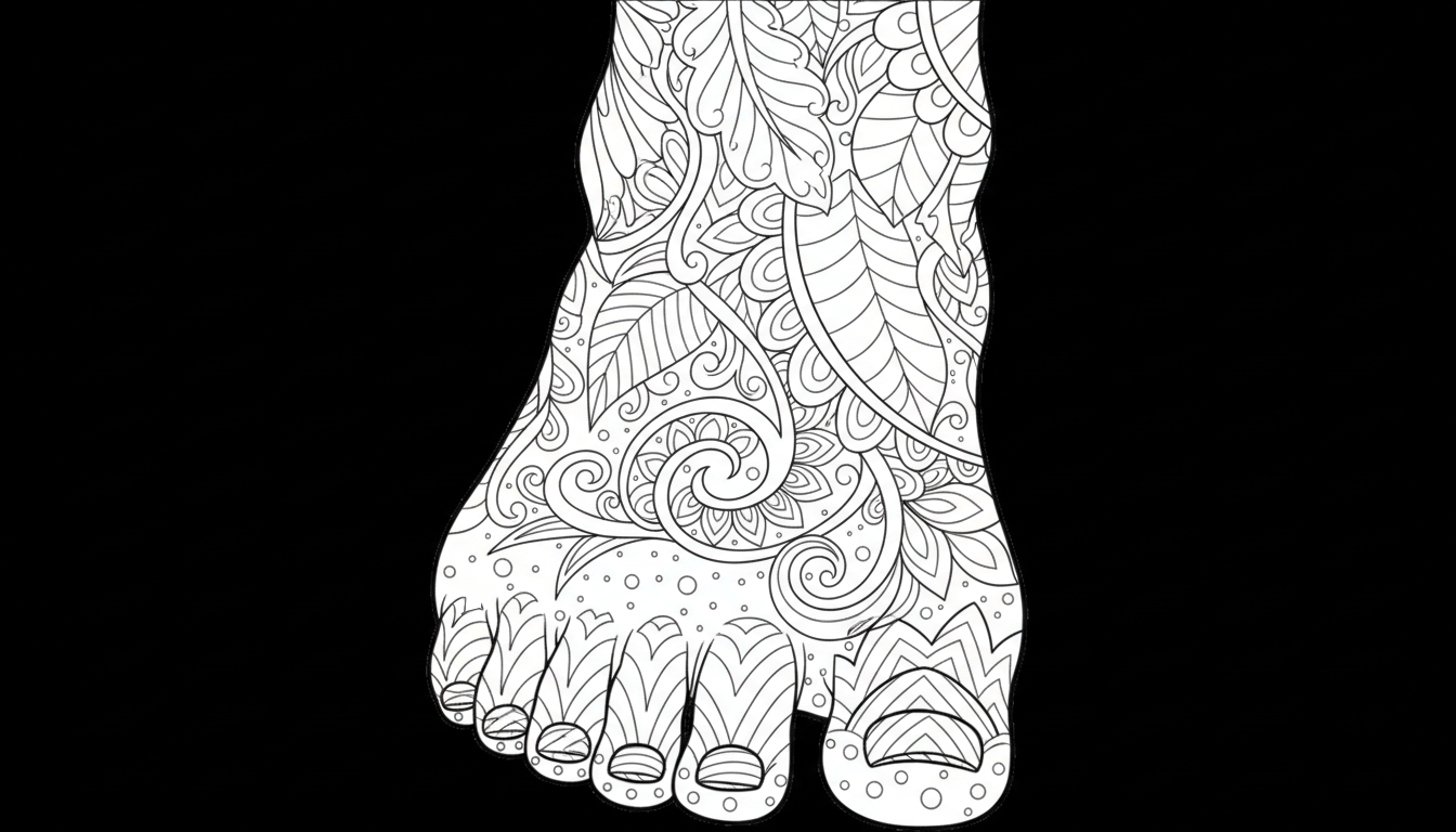 human foot with toes and arch coloring page to print