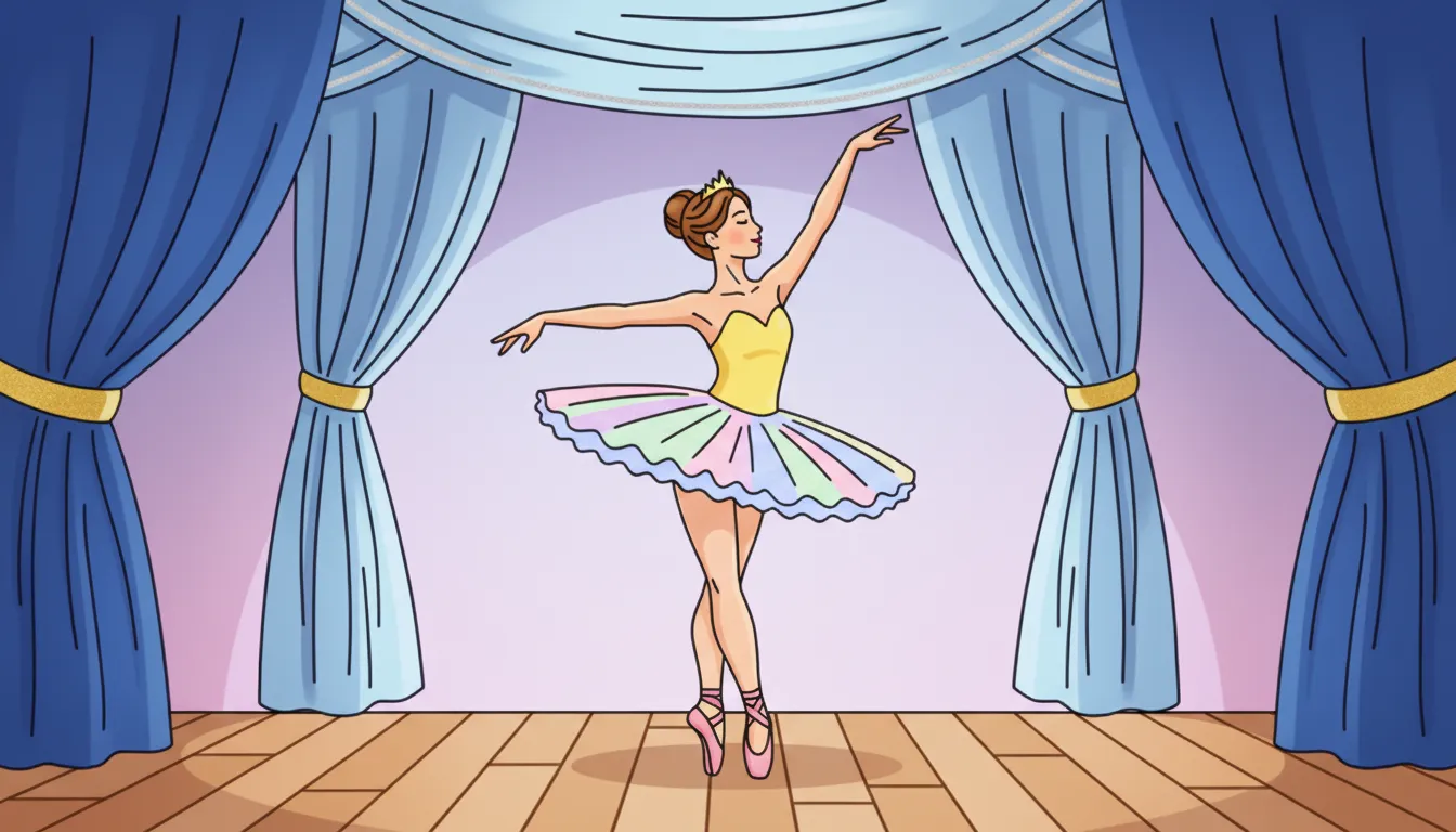Elegant ballet dancer in tutu practicing on stage coloring page to print