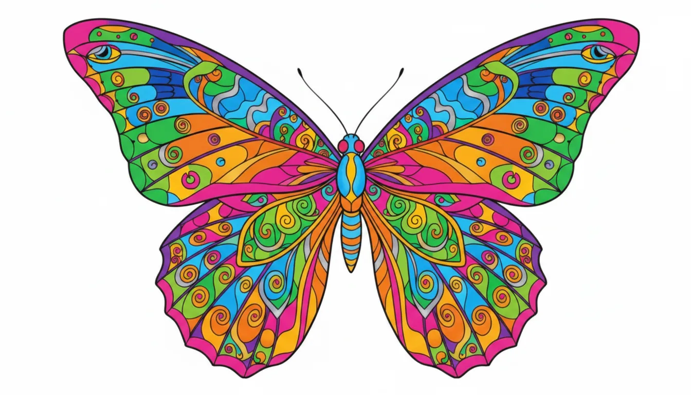 detailed butterfly wing with patterns and textures coloring page to print