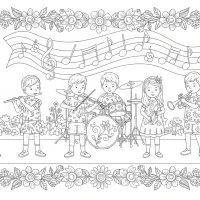 children playing musical instruments during concert