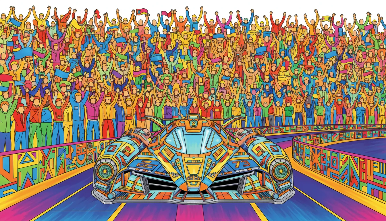 futuristic race car speeding down track coloring page to print
