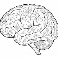 human brain with highlighted regions