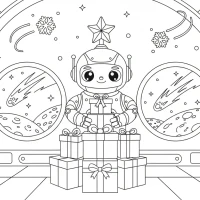 robot stacking crates in moon base
