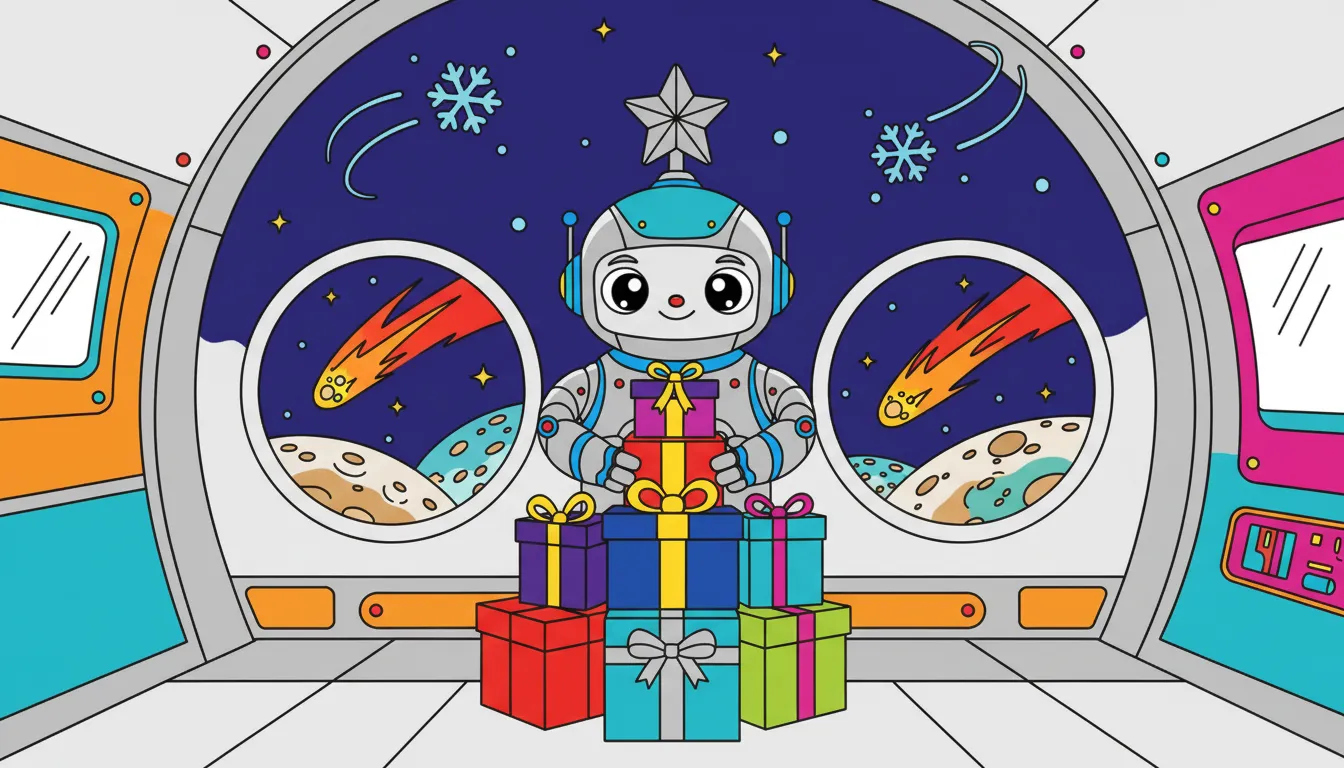 robot stacking crates in moon base coloring page to print