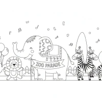 Animals parade with elephants, lions and zebras