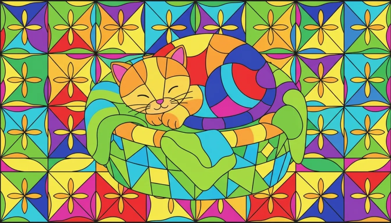 Cute sleeping kitten in cozy basket coloring page to print