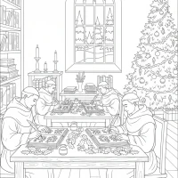 Christmas monastery scriptorium scene