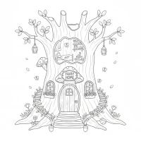 A secret fairy house built inside a hollow tree.