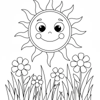 smiling sun shining over grass