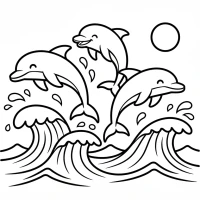 dolphins jumping over ocean waves