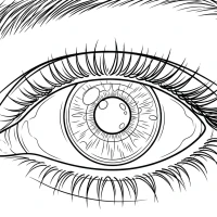 Human eye with iris, pupil, and eyelashes