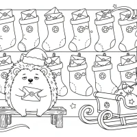 Christmas hedgehog sorting star-stamped letters