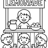 Children at a lemonade stand on a sunny day