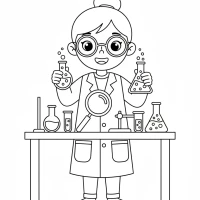 Young scientist in lab coat with test tubes