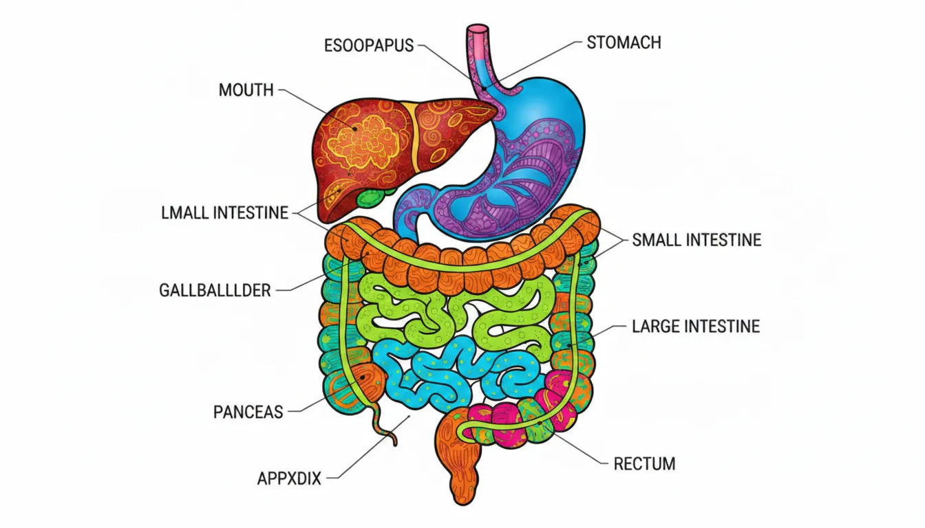 human digestive system diagram with labels coloring page to print