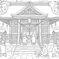 Christmas mountain shrine with wind chimes