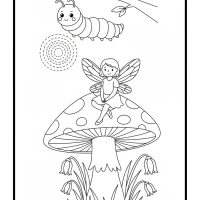 magical tiny fairy on toadstool under glow worm light