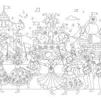 Lively street parade with dancers, floats and musicians